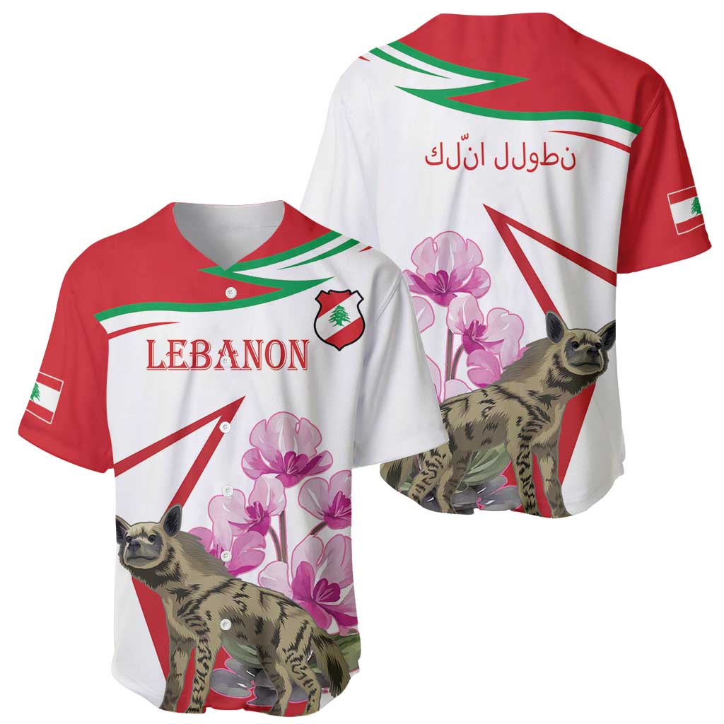 Lebanon Striped Hyena Baseball Jersey With Cyclamen Flowers - Wonder Print Shop
