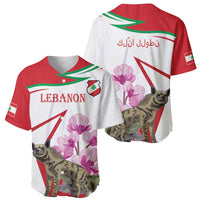 Lebanon Striped Hyena Baseball Jersey With Cyclamen Flowers - Wonder Print Shop