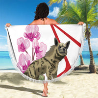 Lebanon Striped Hyena Beach Blanket With Cyclamen Flowers - Wonder Print Shop