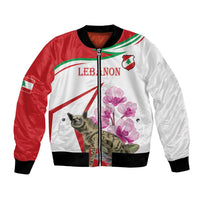 Lebanon Striped Hyena Bomber Jacket With Cyclamen Flowers - Wonder Print Shop