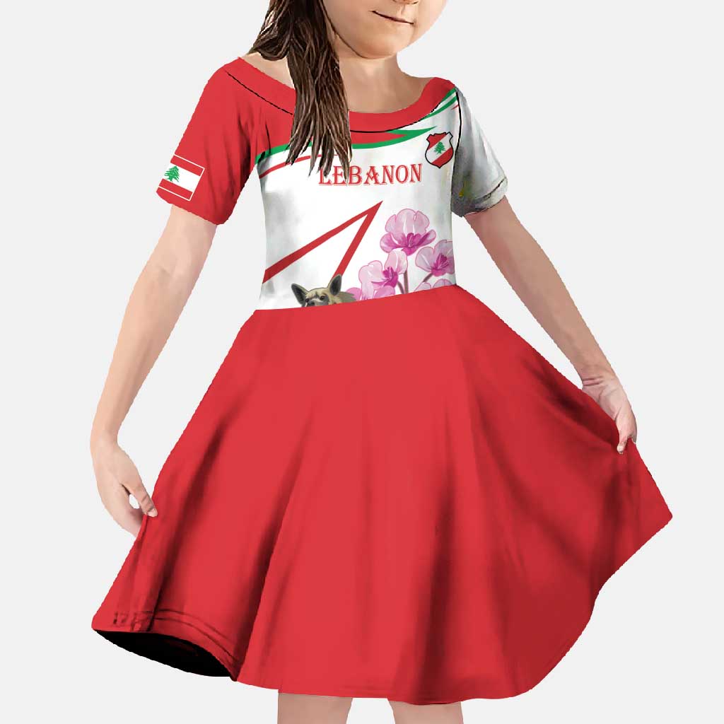 Lebanon Striped Hyena Family Matching Mermaid Dress and Hawaiian Shirt With Cyclamen Flowers - Wonder Print Shop