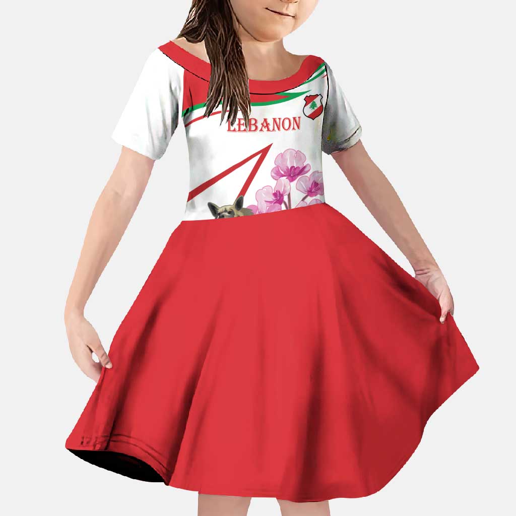 Lebanon Striped Hyena Family Matching Off Shoulder Maxi Dress and Hawaiian Shirt With Cyclamen Flowers - Wonder Print Shop