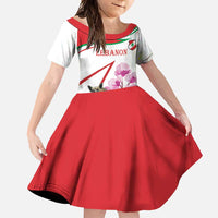 Lebanon Striped Hyena Family Matching Off Shoulder Maxi Dress and Hawaiian Shirt With Cyclamen Flowers - Wonder Print Shop