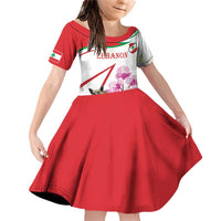 Lebanon Striped Hyena Family Matching Off Shoulder Short Dress and Hawaiian Shirt With Cyclamen Flowers - Wonder Print Shop