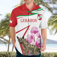 Lebanon Striped Hyena Hawaiian Shirt With Cyclamen Flowers - Wonder Print Shop