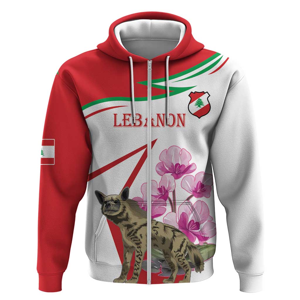 Lebanon Striped Hyena Hoodie With Cyclamen Flowers - Wonder Print Shop