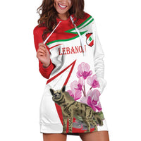 Lebanon Striped Hyena Hoodie Dress With Cyclamen Flowers - Wonder Print Shop