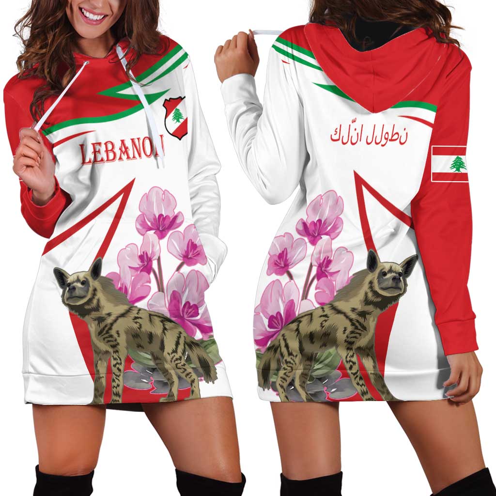 Lebanon Striped Hyena Hoodie Dress With Cyclamen Flowers - Wonder Print Shop