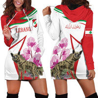 Lebanon Striped Hyena Hoodie Dress With Cyclamen Flowers - Wonder Print Shop