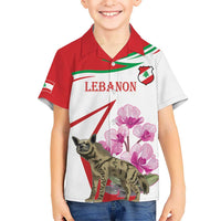 Lebanon Striped Hyena Kid Hawaiian Shirt With Cyclamen Flowers - Wonder Print Shop