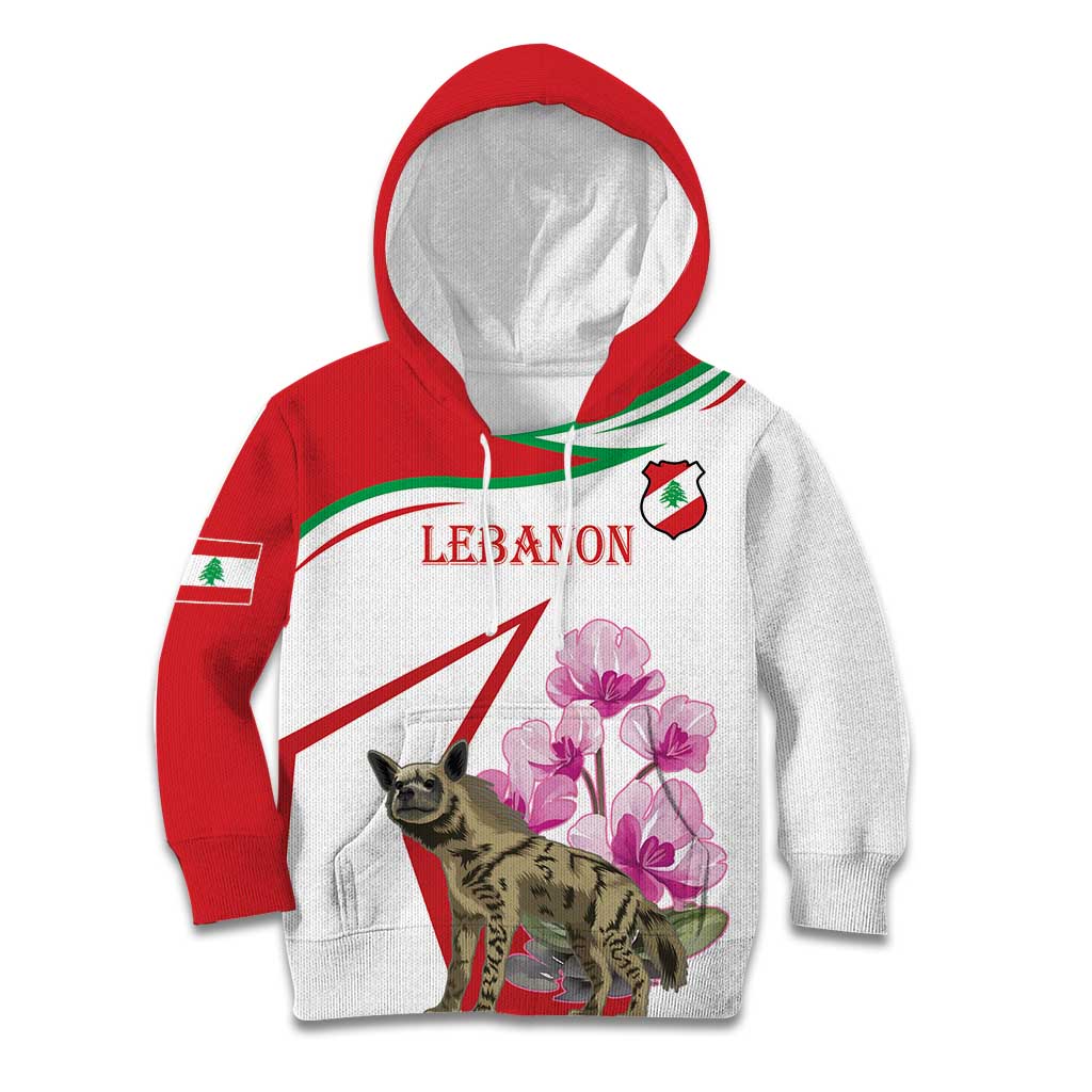 Lebanon Striped Hyena Kid Hoodie With Cyclamen Flowers - Wonder Print Shop