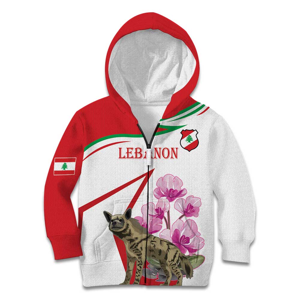 Lebanon Striped Hyena Kid Hoodie With Cyclamen Flowers - Wonder Print Shop