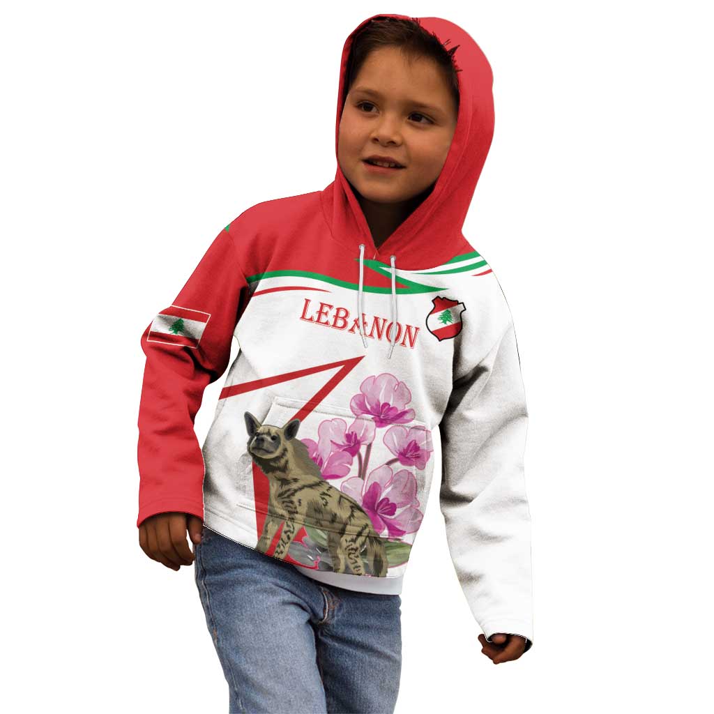 Lebanon Striped Hyena Kid Hoodie With Cyclamen Flowers - Wonder Print Shop