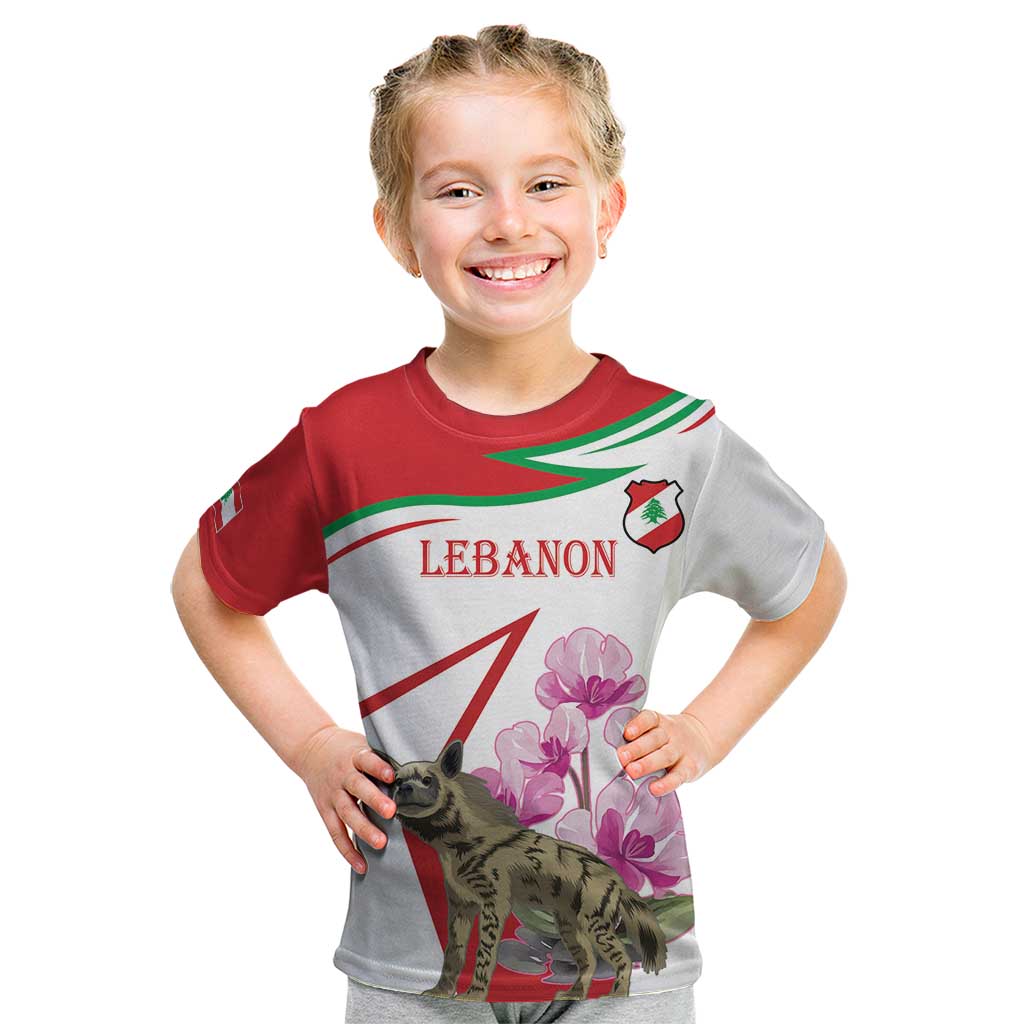 Lebanon Striped Hyena Kid T Shirt With Cyclamen Flowers - Wonder Print Shop
