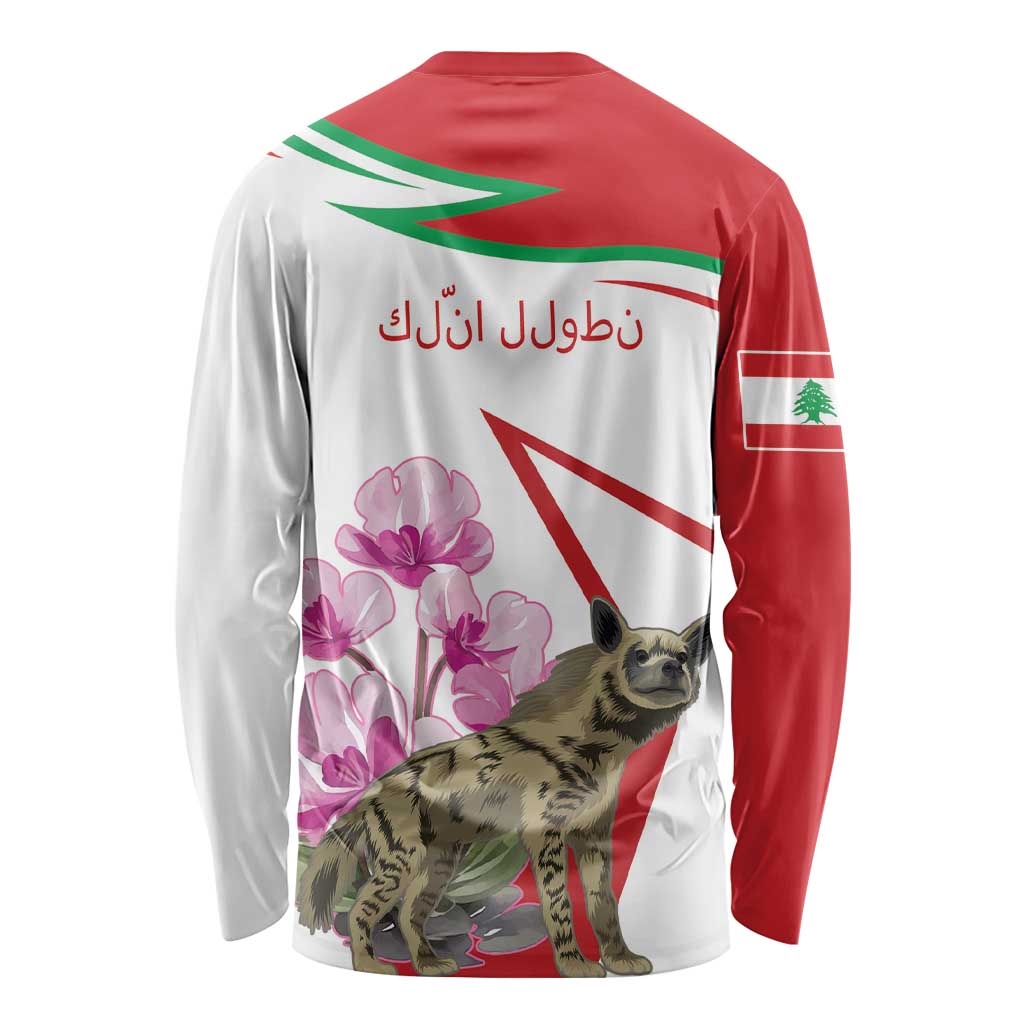 Lebanon Striped Hyena Long Sleeve Shirt With Cyclamen Flowers - Wonder Print Shop