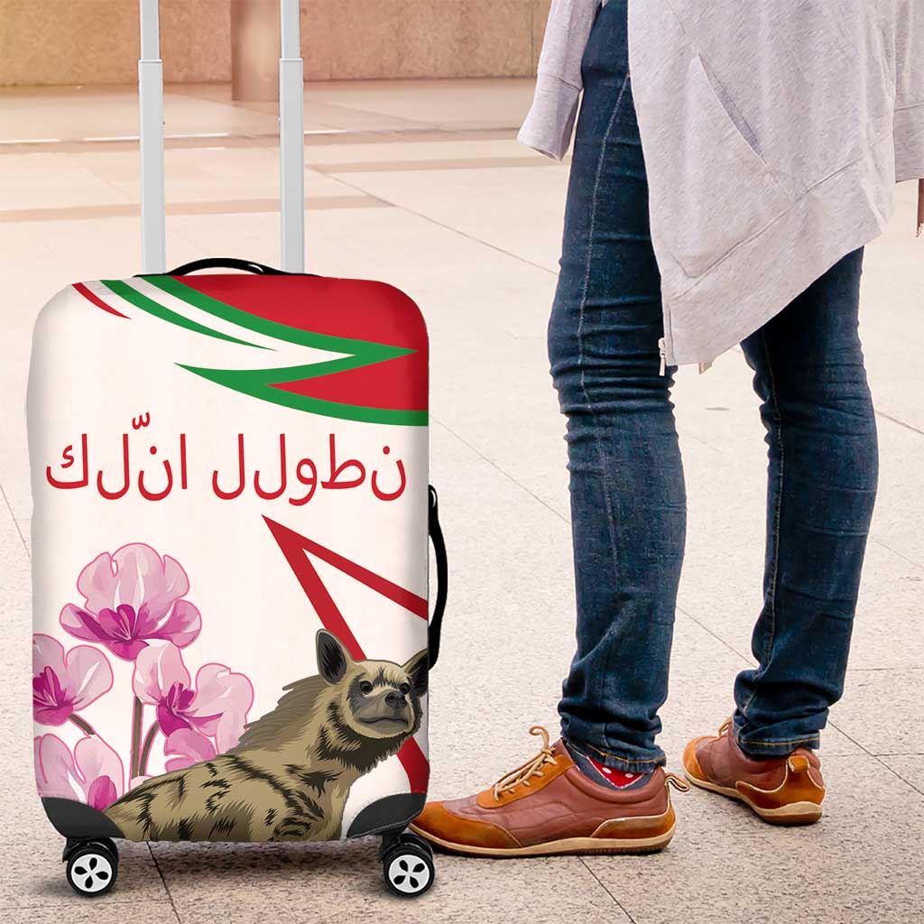Lebanon Striped Hyena Luggage Cover With Cyclamen Flowers - Wonder Print Shop