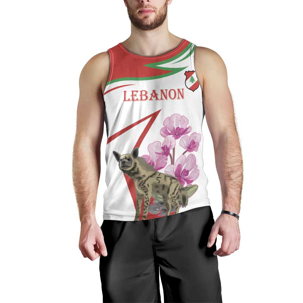 Lebanon Striped Hyena Men Tank Top With Cyclamen Flowers - Wonder Print Shop