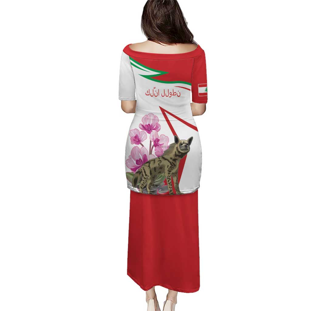 Lebanon Striped Hyena Puletasi With Cyclamen Flowers - Wonder Print Shop