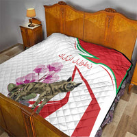 Lebanon Striped Hyena Quilt With Cyclamen Flowers - Wonder Print Shop