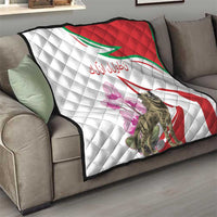 Lebanon Striped Hyena Quilt With Cyclamen Flowers - Wonder Print Shop