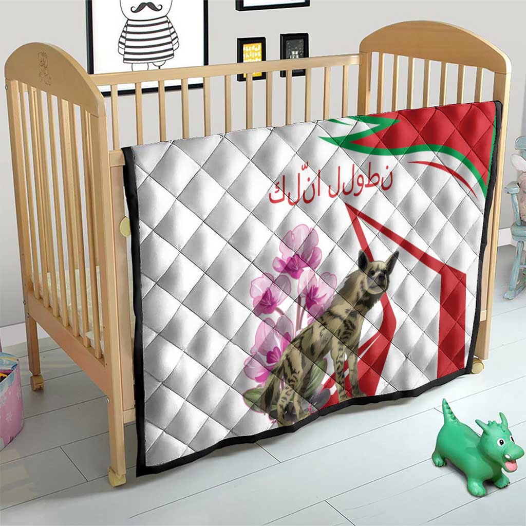 Lebanon Striped Hyena Quilt With Cyclamen Flowers - Wonder Print Shop