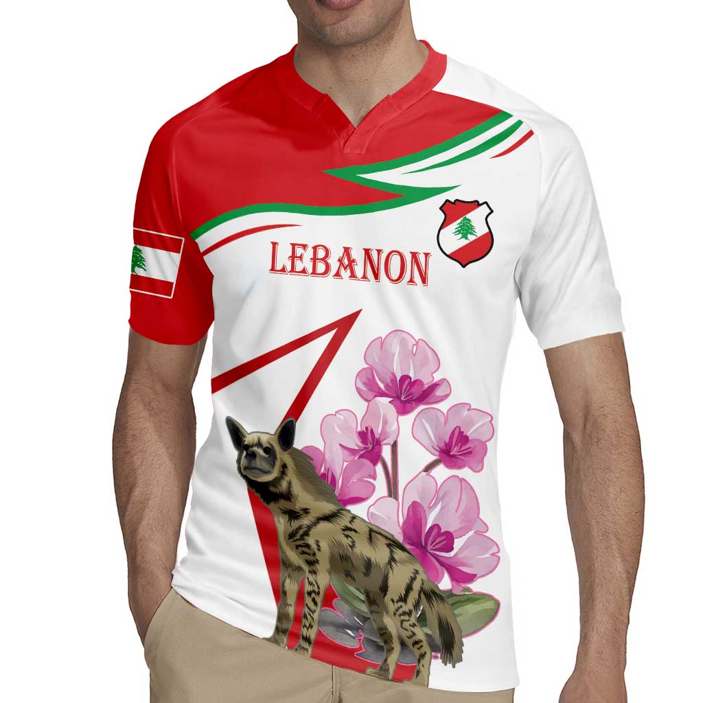Lebanon Striped Hyena Rugby Jersey With Cyclamen Flowers - Wonder Print Shop
