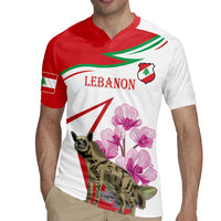 Lebanon Striped Hyena Rugby Jersey With Cyclamen Flowers - Wonder Print Shop