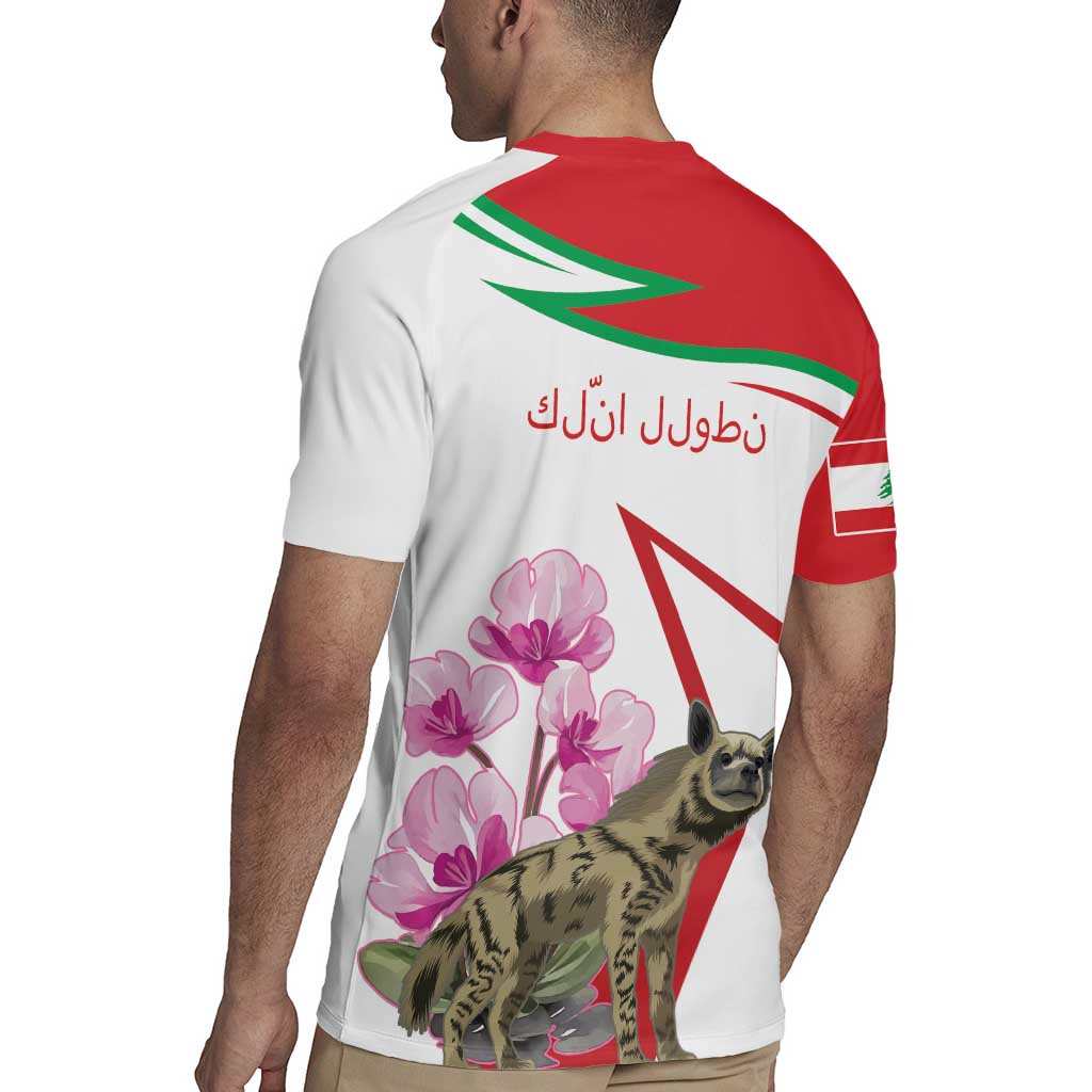 Lebanon Striped Hyena Rugby Jersey With Cyclamen Flowers - Wonder Print Shop