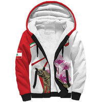Lebanon Striped Hyena Sherpa Hoodie With Cyclamen Flowers - Wonder Print Shop