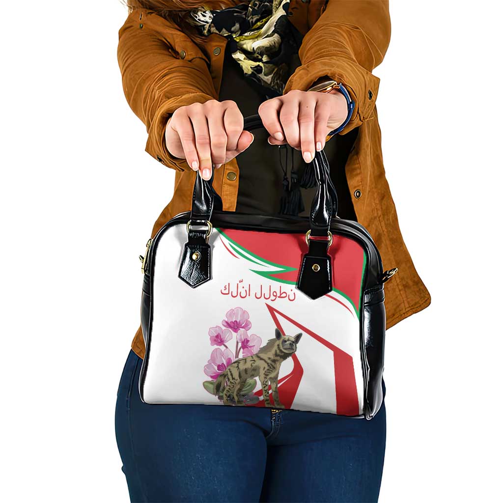 Lebanon Striped Hyena Shoulder Handbag With Cyclamen Flowers