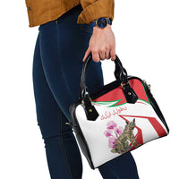 Lebanon Striped Hyena Shoulder Handbag With Cyclamen Flowers
