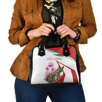 Lebanon Striped Hyena Shoulder Handbag With Cyclamen Flowers