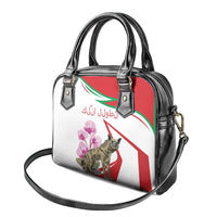 Lebanon Striped Hyena Shoulder Handbag With Cyclamen Flowers