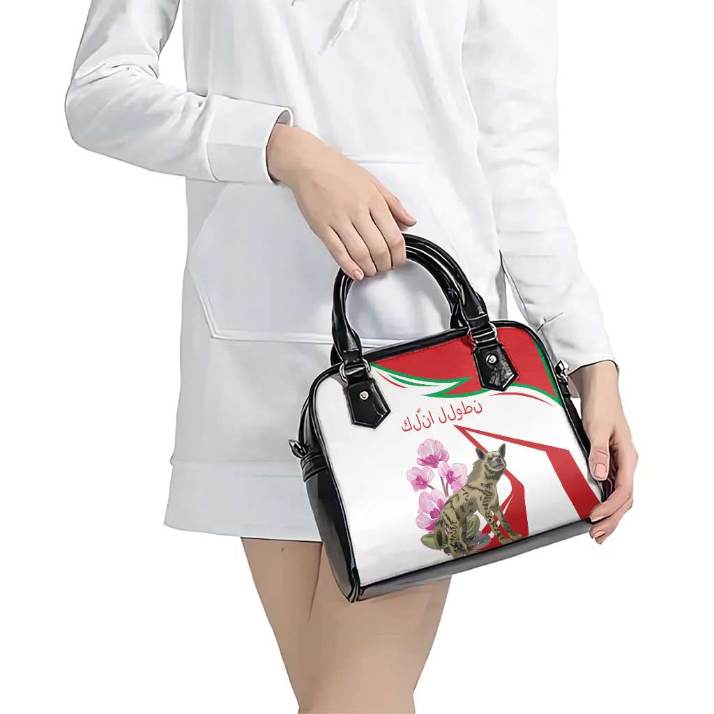 Lebanon Striped Hyena Shoulder Handbag With Cyclamen Flowers