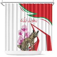 Lebanon Striped Hyena Shower Curtain With Cyclamen Flowers