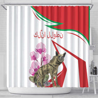 Lebanon Striped Hyena Shower Curtain With Cyclamen Flowers