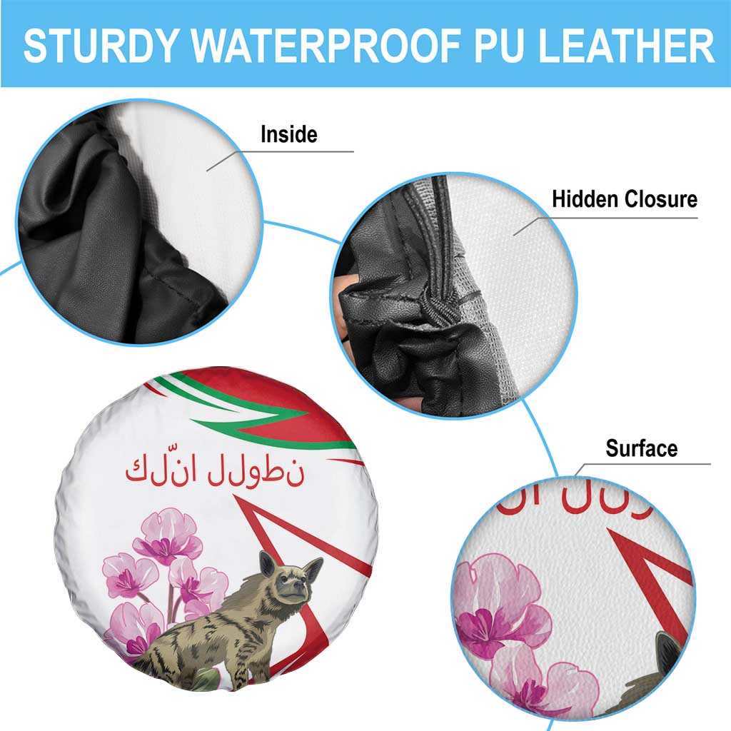 Lebanon Striped Hyena Spare Tire Cover With Cyclamen Flowers - Wonder Print Shop