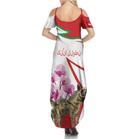 Lebanon Striped Hyena Summer Maxi Dress With Cyclamen Flowers - Wonder Print Shop