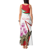 Lebanon Striped Hyena Tank Maxi Dress With Cyclamen Flowers - Wonder Print Shop