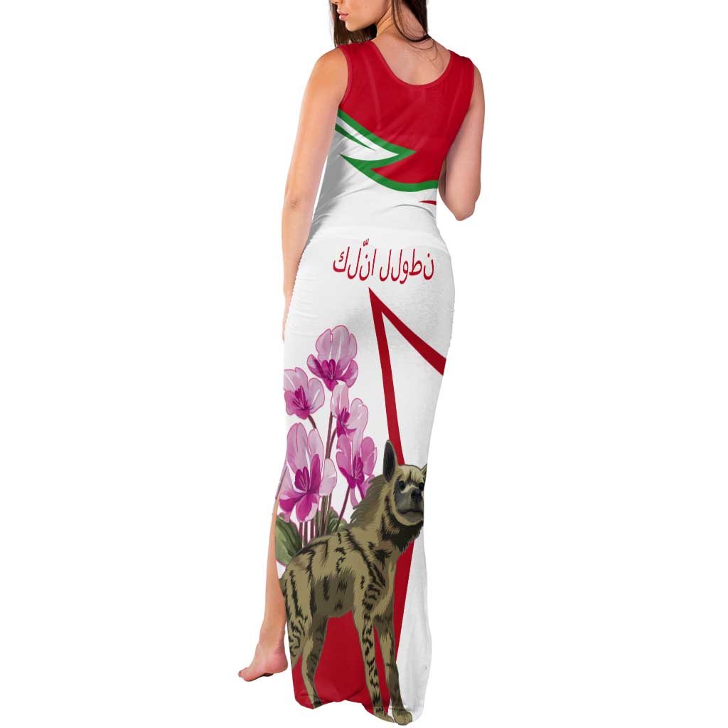 Lebanon Striped Hyena Tank Maxi Dress With Cyclamen Flowers - Wonder Print Shop