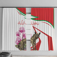 Lebanon Striped Hyena Window Curtain With Cyclamen Flowers - Wonder Print Shop