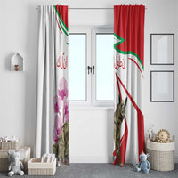 Lebanon Striped Hyena Window Curtain With Cyclamen Flowers - Wonder Print Shop