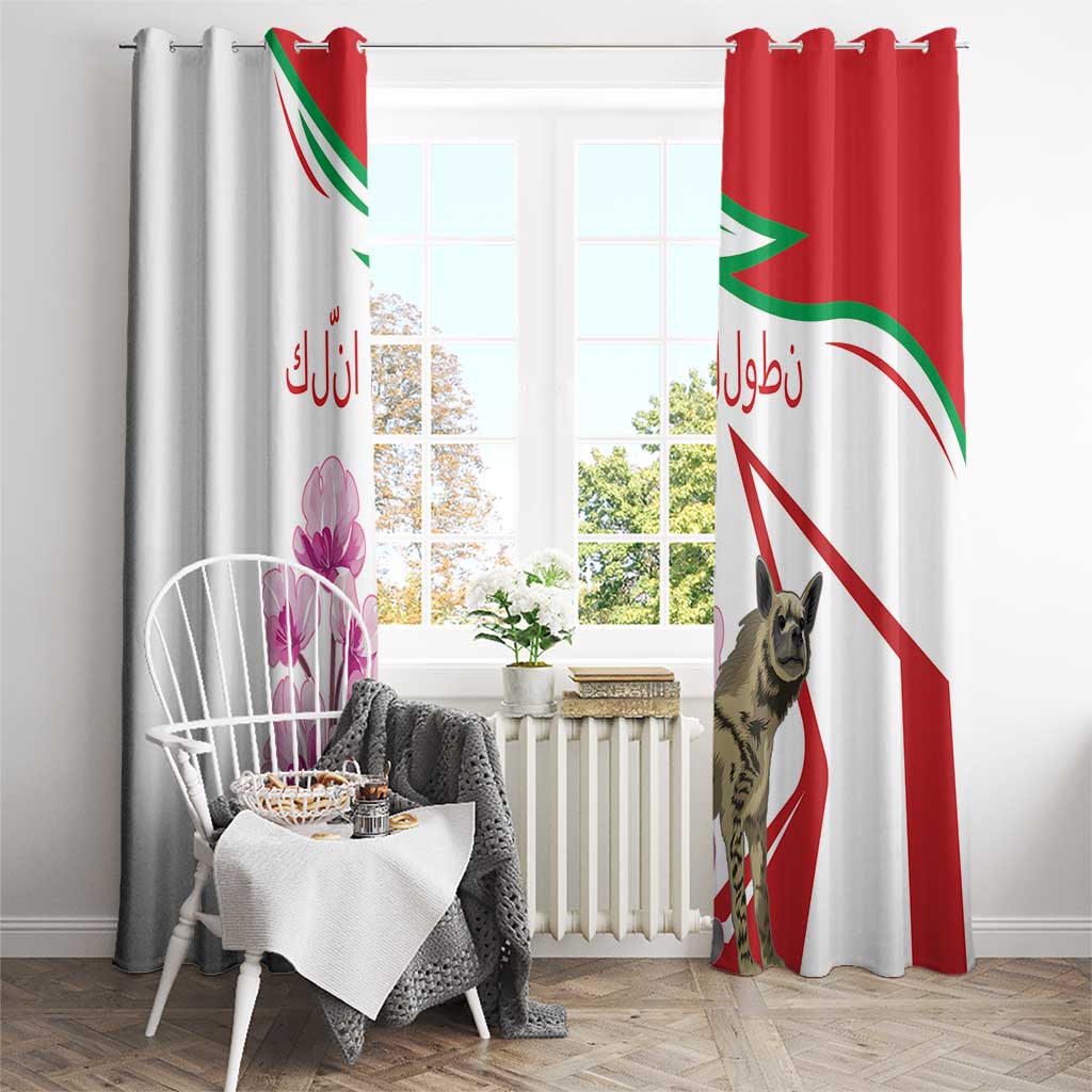 Lebanon Striped Hyena Window Curtain With Cyclamen Flowers - Wonder Print Shop