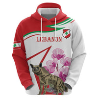 Lebanon Striped Hyena Zip Hoodie With Cyclamen Flowers - Wonder Print Shop