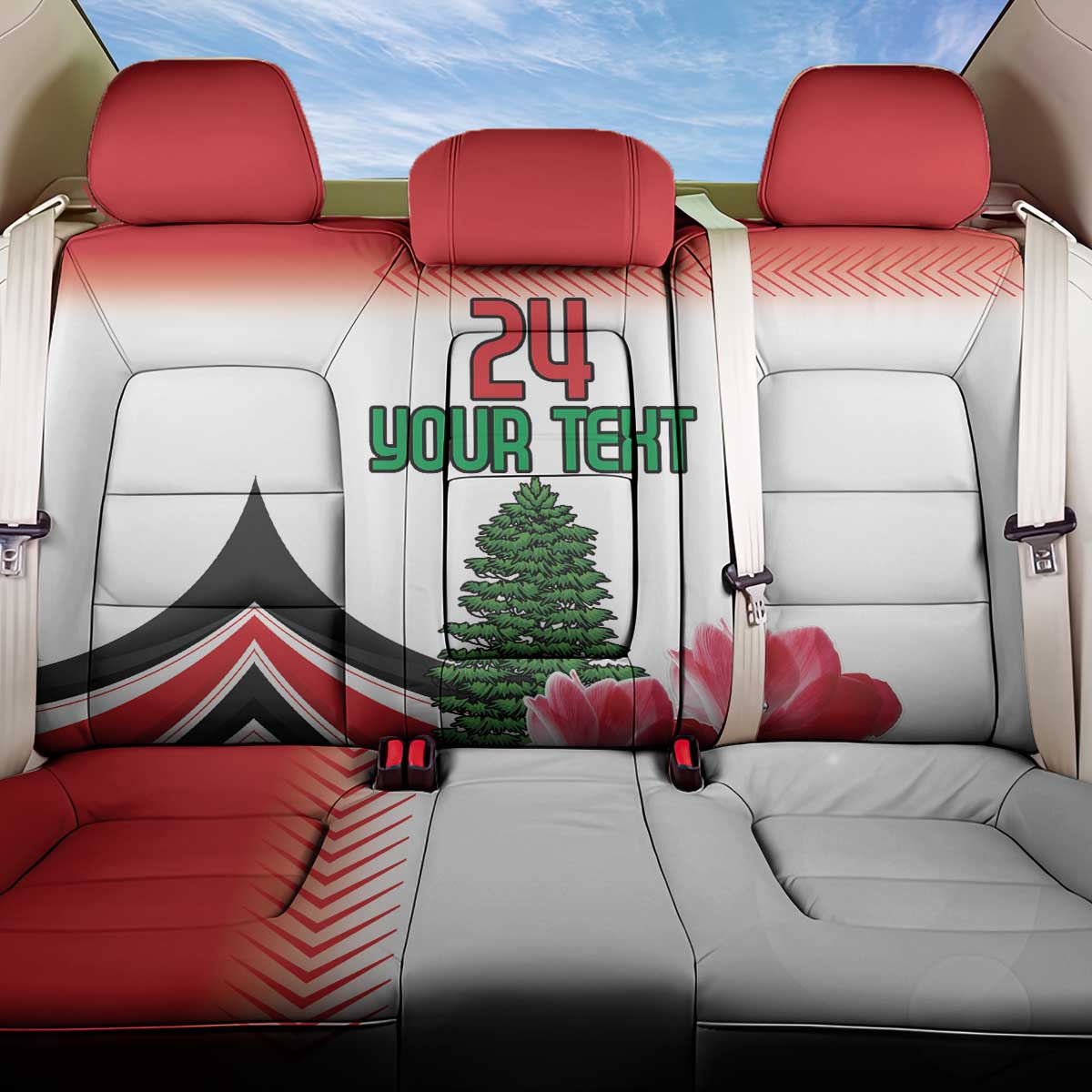 Custom Lebanon Independence Day Back Car Seat Cover Cyclamen Flowers Blooming - Wonder Print Shop