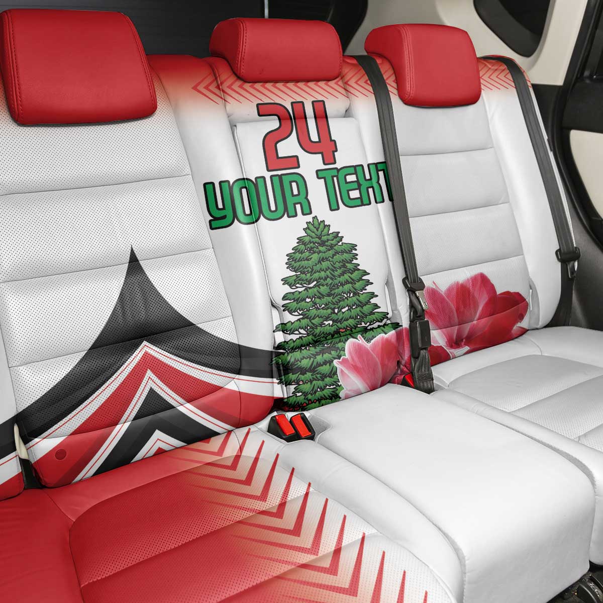 Custom Lebanon Independence Day Back Car Seat Cover Cyclamen Flowers Blooming - Wonder Print Shop