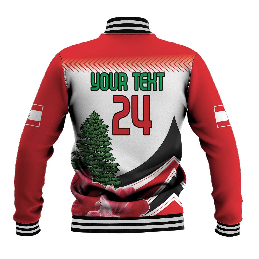 Custom Lebanon Independence Day Baseball Jacket Cyclamen Flowers Blooming - Wonder Print Shop