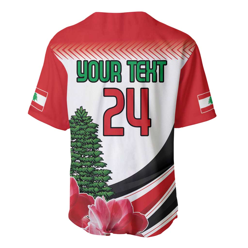 Custom Lebanon Independence Day Baseball Jersey Cyclamen Flowers Blooming - Wonder Print Shop