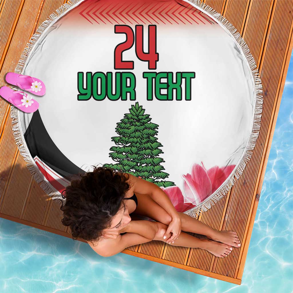 Custom Lebanon Independence Day Beach Blanket Cyclamen Flowers Blooming - Wonder Print Shop