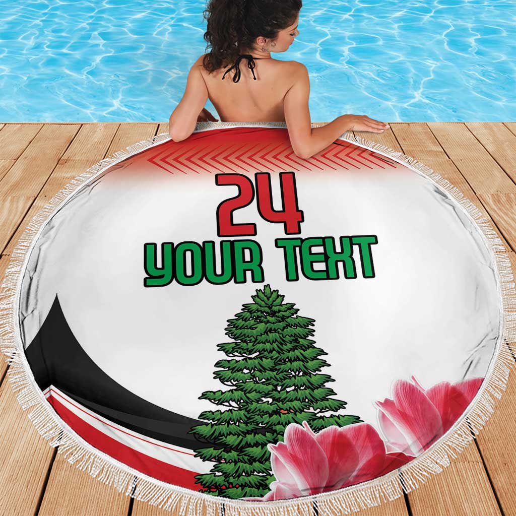 Custom Lebanon Independence Day Beach Blanket Cyclamen Flowers Blooming - Wonder Print Shop